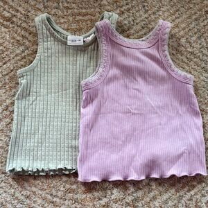 Zara Kids Ribbed Tank Tops - Mint and Lavender